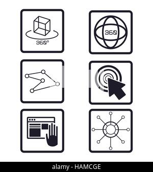 set virtual reality devices elements icons Stock Vector