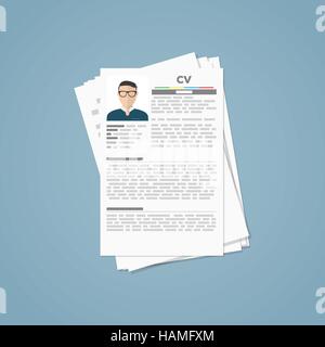 Curriculum vitae papers with personal info and picture. Stock Vector