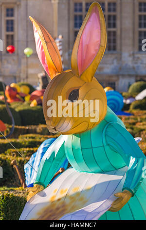 Christmas Festival of Light at Longleat to celebrate the Safari Park's 50th anniversary with the theme of Beatrix Potter. Bunny rabbit in garden Stock Photo
