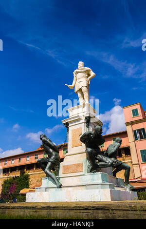 Leghorn, Italy - June 22, 2015: The Monument of the Four Moors ('quattro mori') in Leghorn, Tuscany Stock Photo