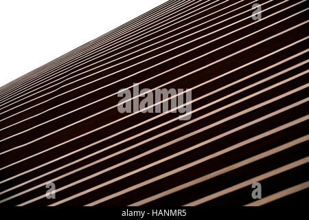 modern architecture facade detail showing a wooden wall paneling Stock Photo