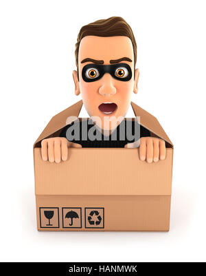 3d man with cardboard box isolated on white background Stock Photo - Alamy