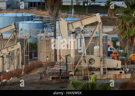 An Oil Pumpjack, Donkey, On Signal Hill, Long Beach, California. Stock Photo