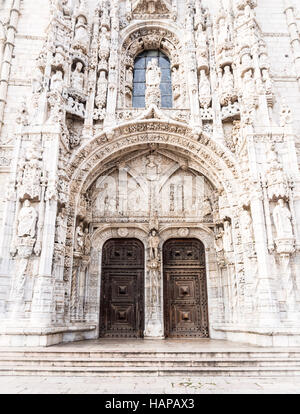 Doors of the Santa Maria Church in Jeronimos Monastery, Lisbon, Portugal. Stock Photo