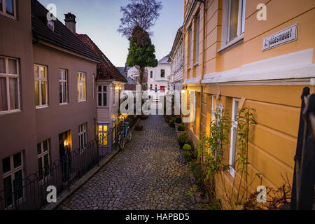 Housing in old Bergen, Norway.  The traditional timber architecture is a tourist attraction. Stock Photo