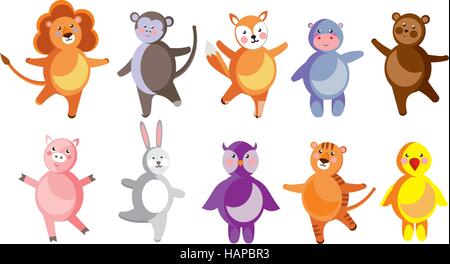 Great designed set of cute animals that can be used in various templates Stock Vector