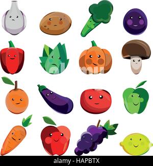 Great designed set of cartoon vegetables that can be used in various templates Stock Vector