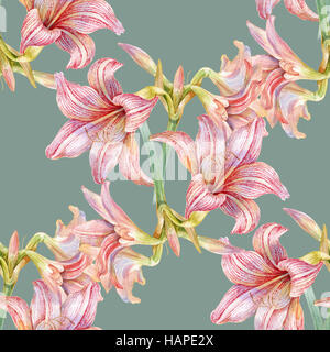 Watercolor painting of flowers, seamless pattern Stock Photo