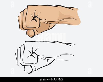 Vector illustration of a human fist colored and line art Stock Vector