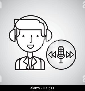 man hand drawing listening music microphone forward vector illustration eps 10 Stock Vector