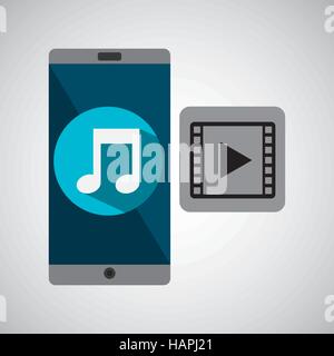 smartphone music online video vector illustration eps 10 Stock Vector