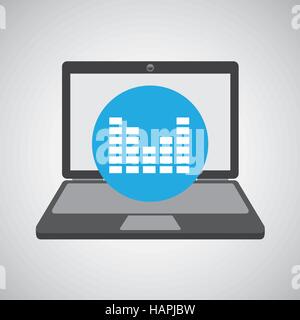 laptop music technology equalizer vector illustration eps 10 Stock Vector