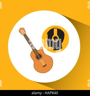 head silhouette listening music guitar vector illustration eps 10 Stock Vector