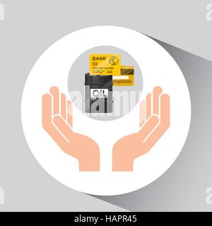 hand oil industry barrel credit card vector illustration eps 10 Stock Vector