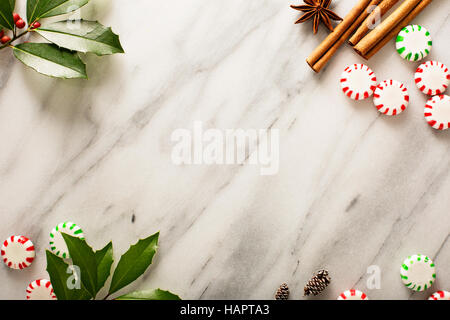 Holiday background with peppermint candy Stock Photo