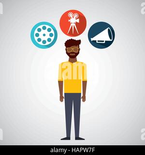 cartoon guy movie icons vector illustration eps 10 Stock Vector