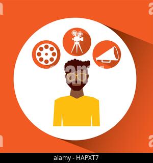 cartoon guy movie icons vector illustration eps 10 Stock Vector