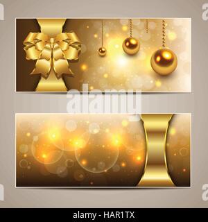 Elegant Christmas banners gold, vector. Stock Vector