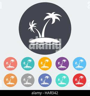 Palm tree. Single flat icon on the circle. Vector illustration. Stock Vector