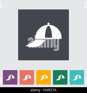 Peaked cap. Single flat icon. Vector illustration. Stock Vector