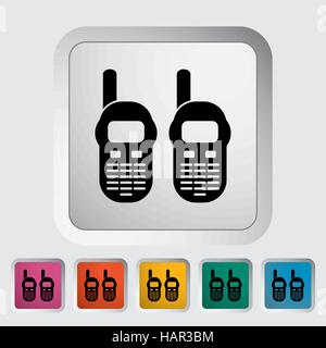 Portable radio. Single flat icon on the button. Vector illustration. Stock Vector