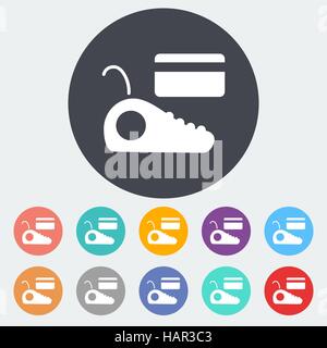 POS terminal. Single flat icon on the circle. Vector illustration. Stock Vector