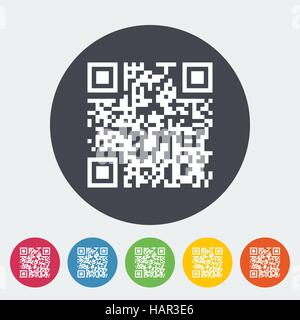 QR code. Single flat icon on the circle. Vector illustration. Stock Vector