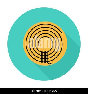 Rope. Single flat color icon on the circle. Vector illustration. Stock Vector