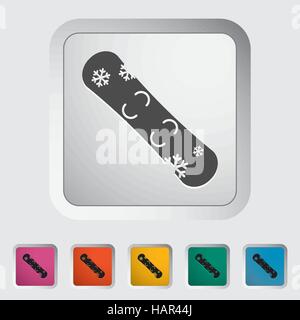 Snowboard. Single icon on the button. Vector illustration. Stock Vector
