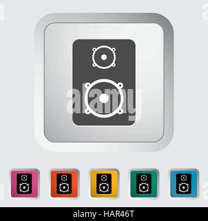 Speaker. Single flat icon on the button. Vector illustration. Stock Vector