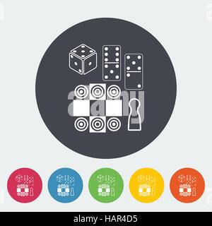 Table games. Single flat icon on the circle button. Vector illustration. Stock Vector
