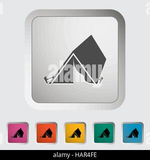 Tourist tent. Single icon. Vector illustration. Stock Vector