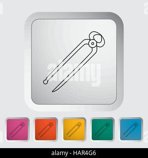 Tong. Single flat icon on the button. Vector illustration. Stock Vector