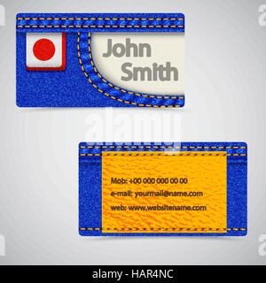 Vector abstract Jeans business cards. Vector Illustration. Stock Vector