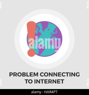 Problem connecting to the internet icon vector. Flat icon isolated on the white background. Editable EPS file. Vector illustration. Stock Vector