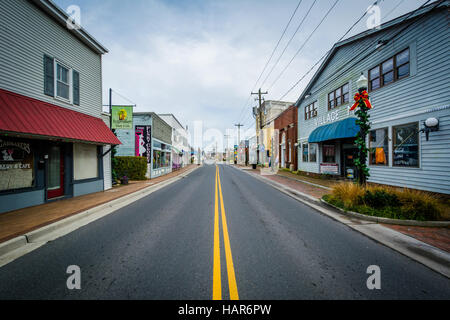 Main Street, in Chincoteague Island, Virginia. Stock Photo