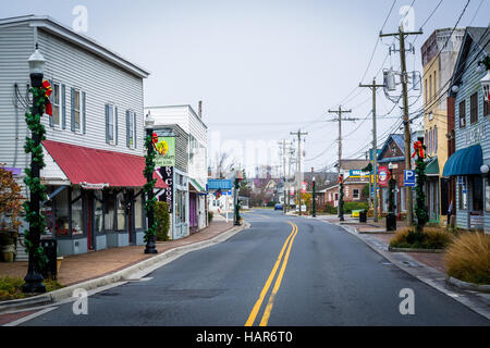 Main Street, in Chincoteague Island, Virginia. Stock Photo