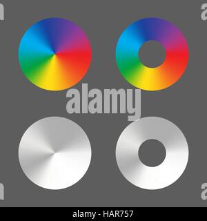 Radial gradient vector circle ring rainbow and monochrome. Vector illustration. Stock Vector