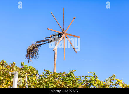 Klapotetz windmill in vineyard on wine route in Styria, Austria Stock Photo