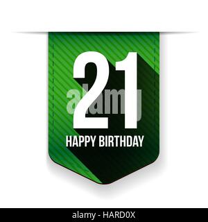 Twenty one years happy birthday ribbon Stock Vector