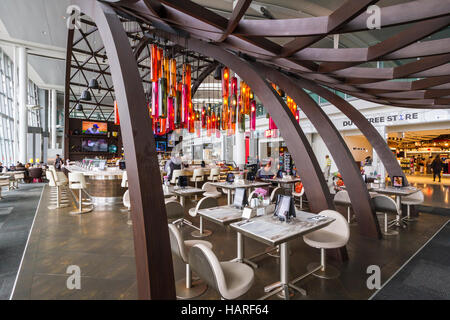 A passenger terminal restaurant at the Pearson International Airport in Toronto, Ontario, Canada. Stock Photo
