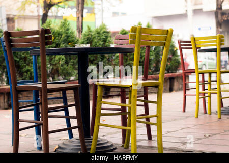 Durban, KwaZulu-Natal, South Africa, row of plastic chairs 