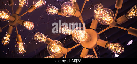 Abstract interior fragment. Stylized illumination system with modern LED lamps in glass shells Stock Photo