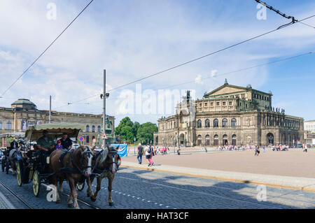 Dresden: square Theaterplatz, opera Semperoper, , Sachsen, Saxony, Germany Stock Photo