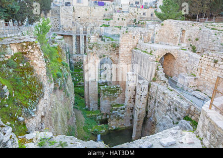 Jerusalem - The ruins of Bethesda pool. Stock Photo