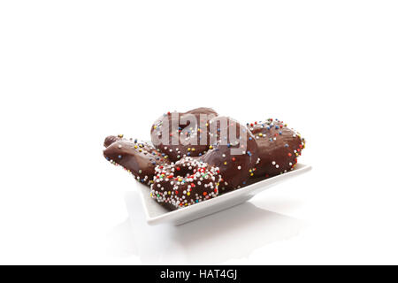 Lebkuchen or gingerbread covered in chocolate Stock Photo