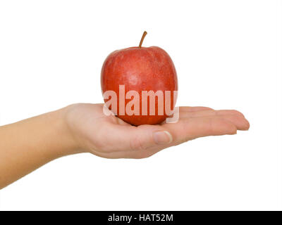 Red apple on a hand Stock Photo
