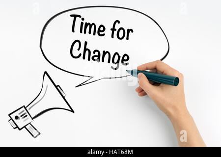 Time for Change. Megaphone and text on a white background Stock Photo