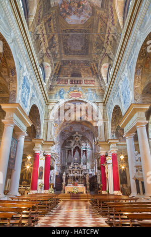 BRESCIA, ITALY - MAY 23, 2016: The nave of church Chiesa di San Faustino e Giovita. Stock Photo