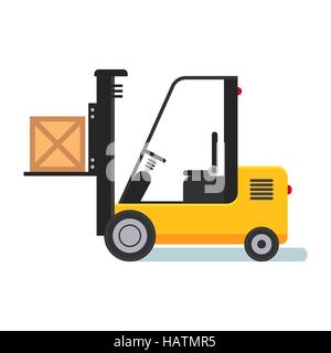 Forklift in Warehouse. Flat styled vector illustration Stock Vector